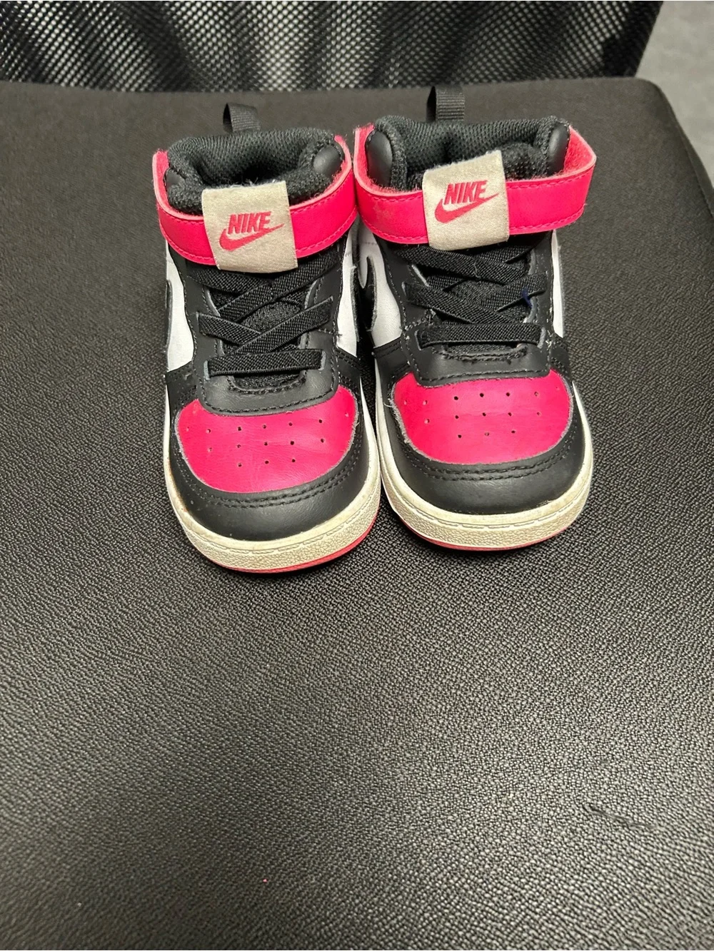 Nike Kids High-Top Sneakers in Black, Red & White